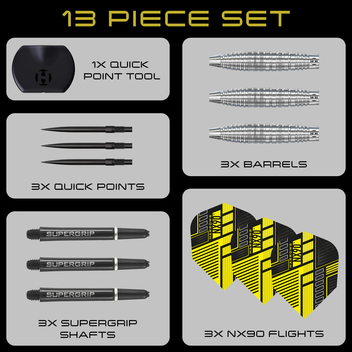 HARROWS - NX-90 Bomb 90% Tungsten QP Steel Tip Darts