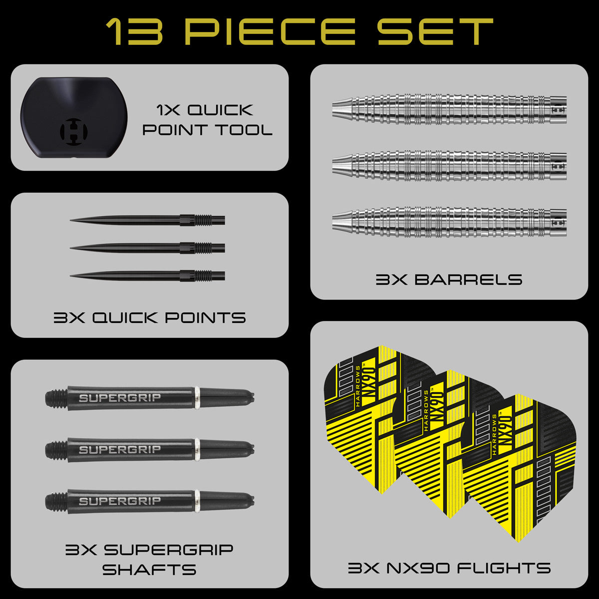 HARROWS - NX-90 Tapered 90% Tungsten QP Steel Tip Darts