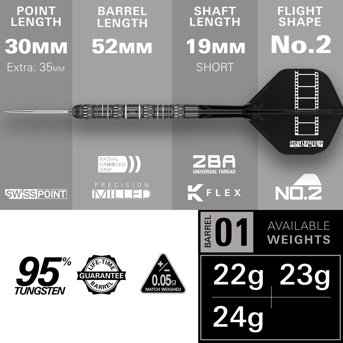TARGET - Chris Dobey 95K 95% Tungsten SP Steel Tip Darts