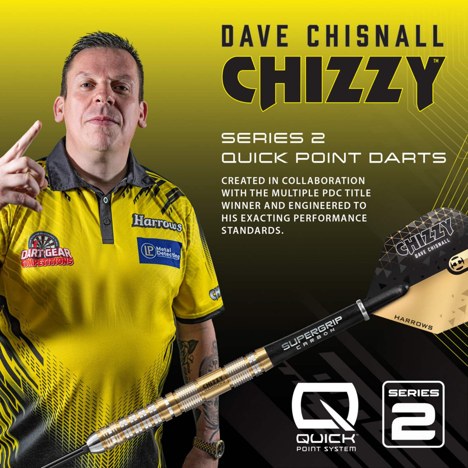 HARROWS - Dave Chisnall Chizzy Series 2 90% Tungsten QP Steel Tip Darts