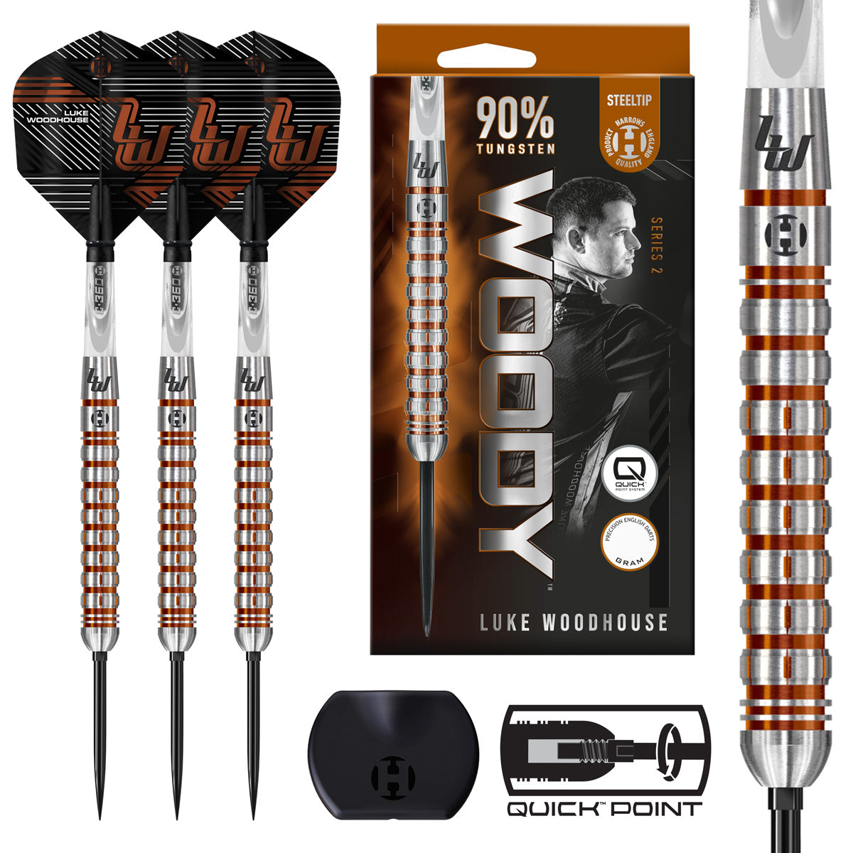 HARROWS - Luke Woodhouse Series 2 90% Tungsten QP Steel Tip Darts