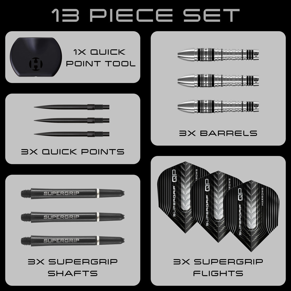 HARROWS - Supergrip Bomb 90% Tungsten QP Steel Tip Darts