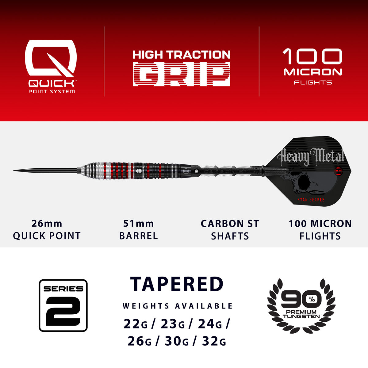 HARROWS - Ryan Searle Series 2 90% Tungsten QP Steel Tip Darts