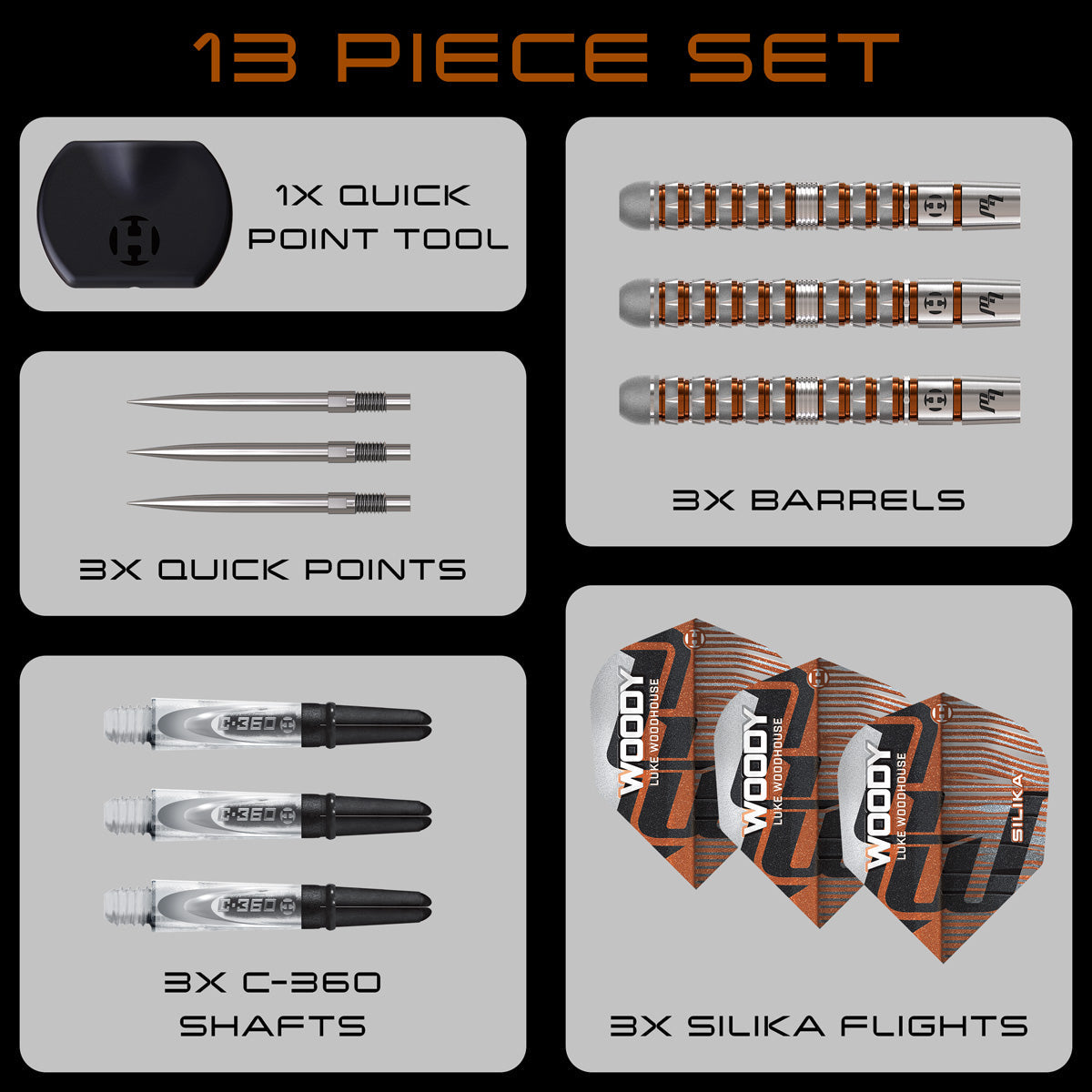 HARROWS - Luke Woodhouse Series 3 90% Tungsten QP Steel Tip Darts