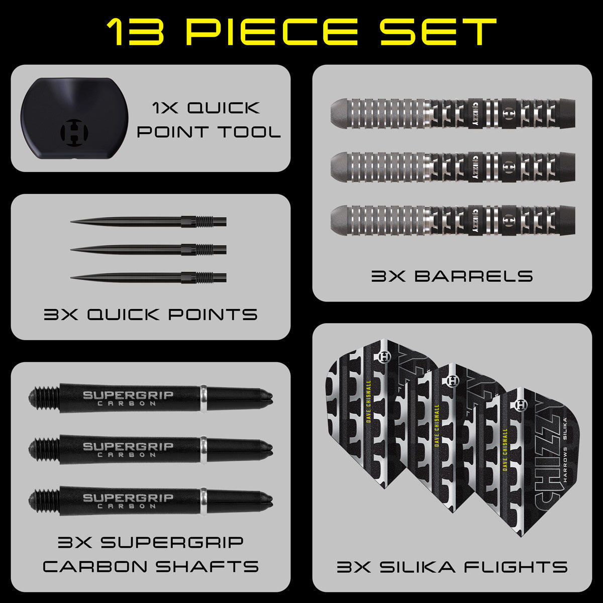 HARROWS - Dave Chisnall Chizzy Series 4 90% Tungsten QP Steel Tip Darts