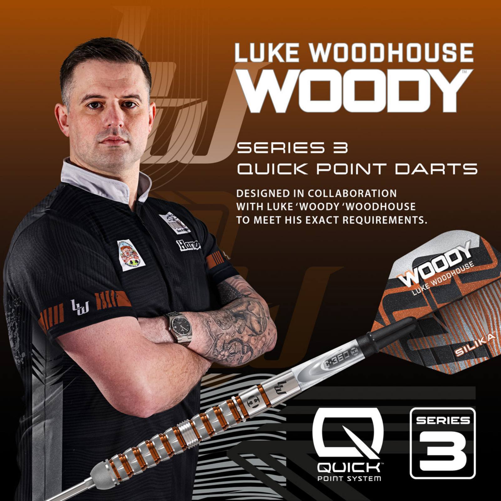 HARROWS - Luke Woodhouse Series 3 90% Tungsten QP Steel Tip Darts