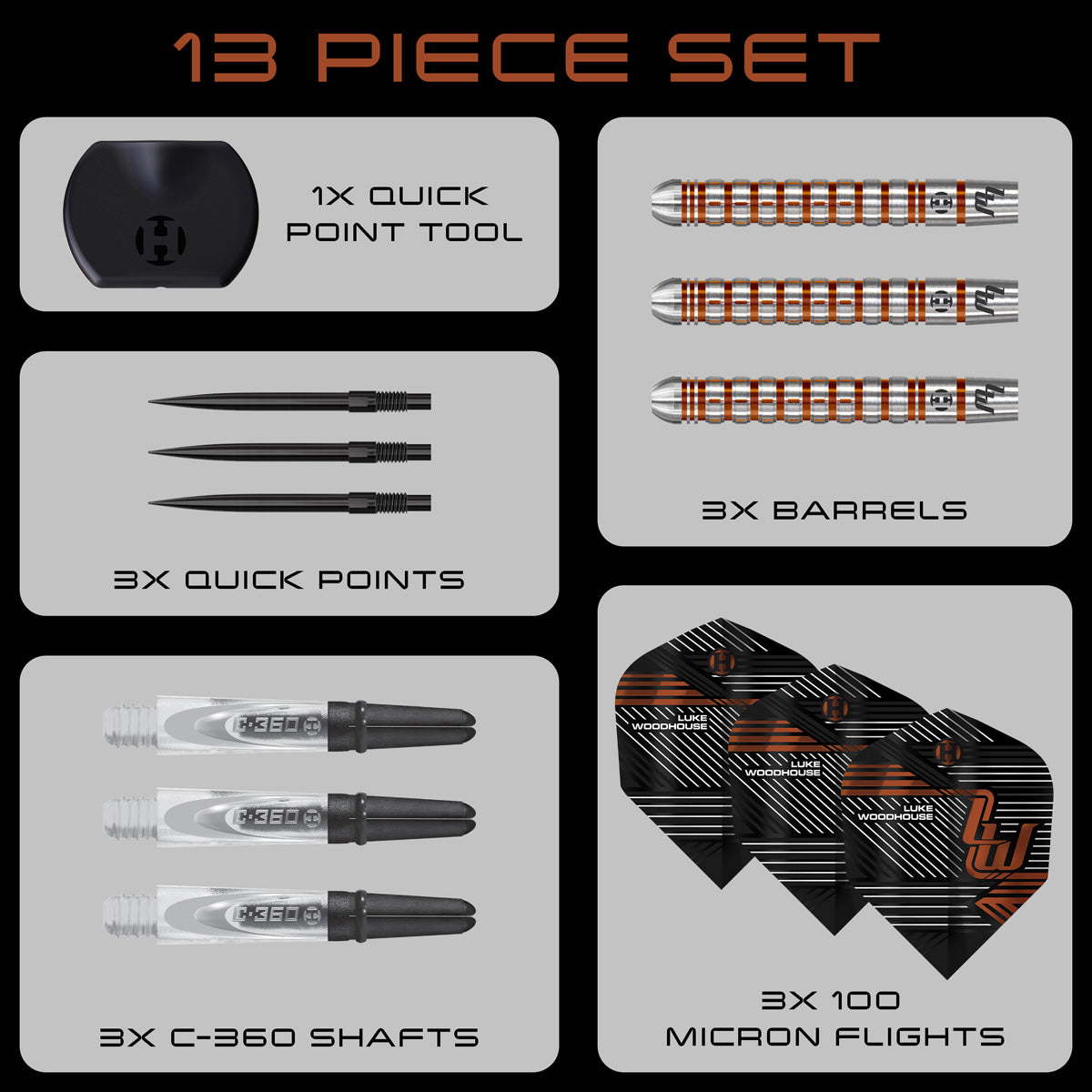 HARROWS - Luke Woodhouse Series 2 90% Tungsten QP Steel Tip Darts