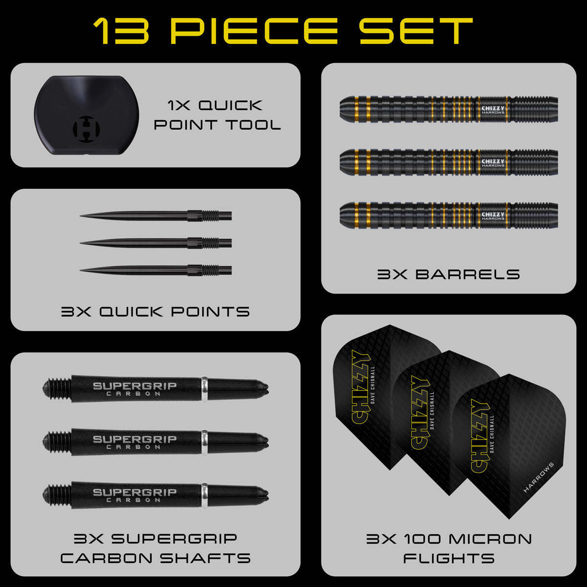 HARROWS - Dave Chisnall Chizzy Series 3 90% Tungsten QP Steel Tip Darts