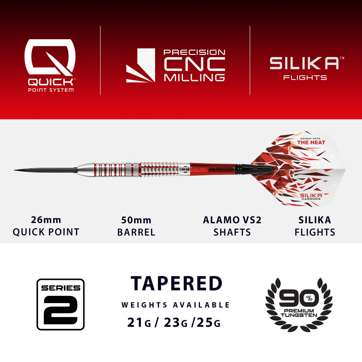 HARROWS - Damon Heta Series 2 90% Tungsten QP Steel Tip Darts