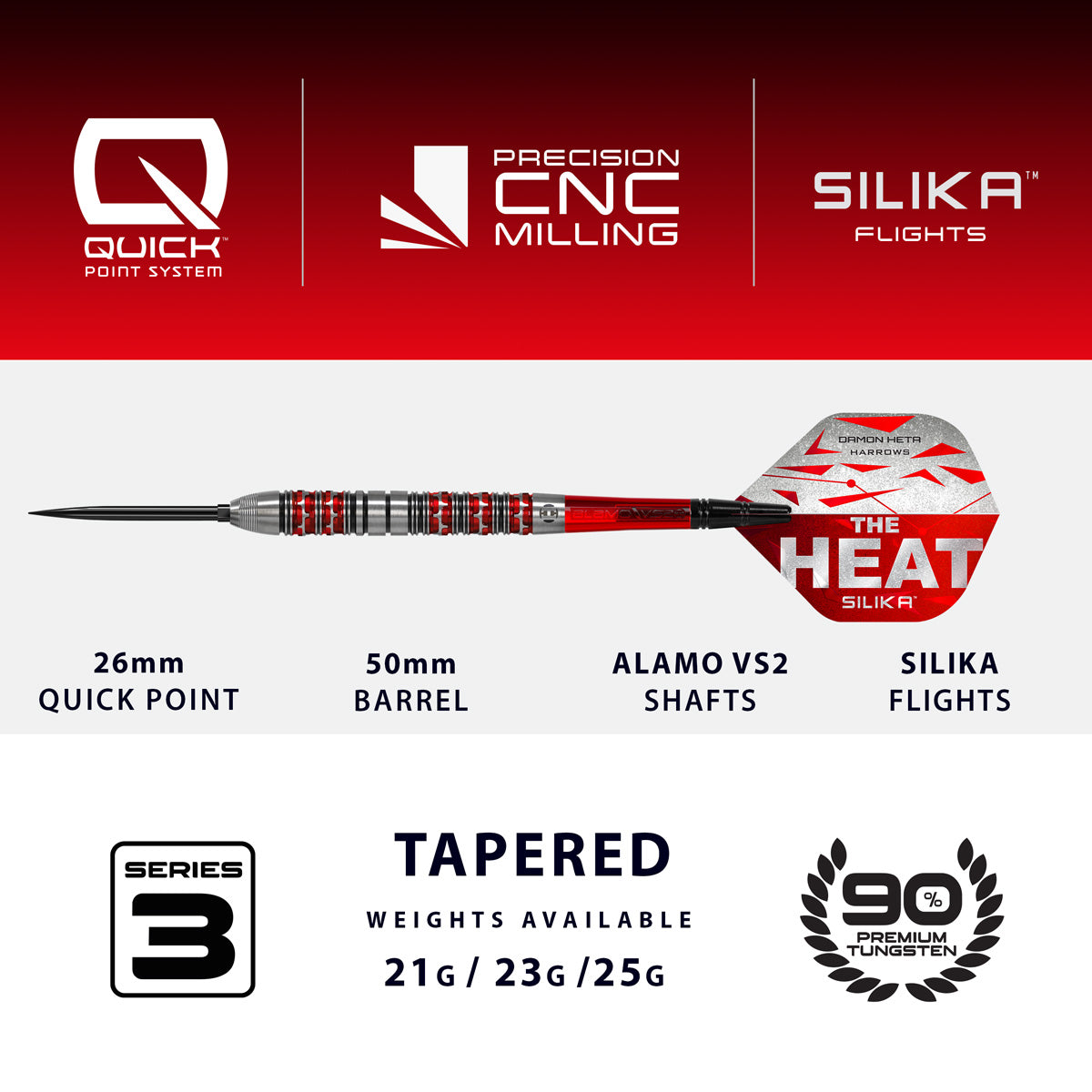 HARROWS - Damon Heta Series 3 90% Tungsten QP Steel Tip Darts