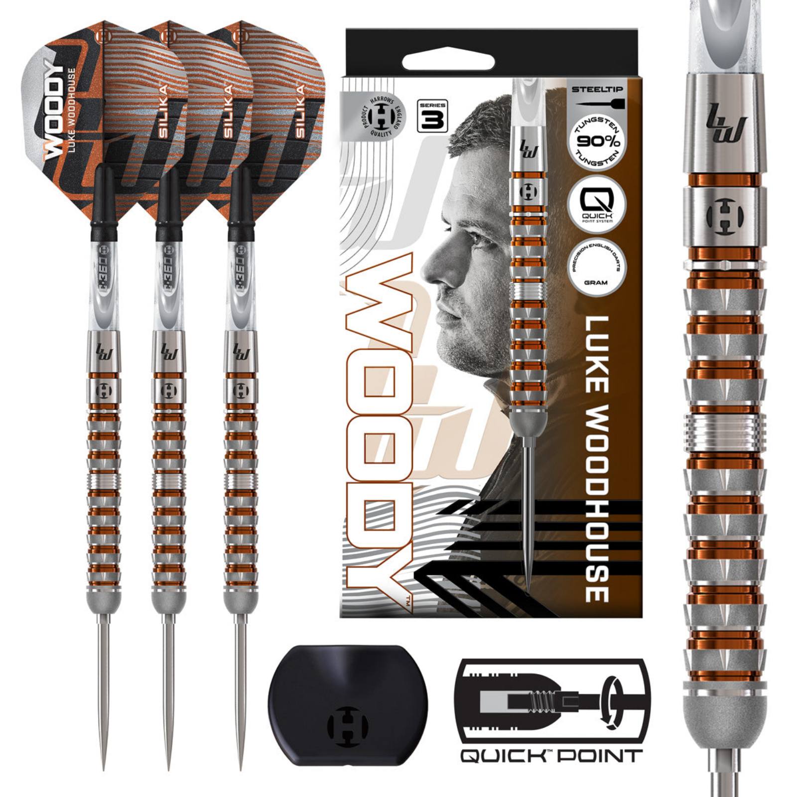 HARROWS - Luke Woodhouse Series 3 90% Tungsten QP Steel Tip Darts