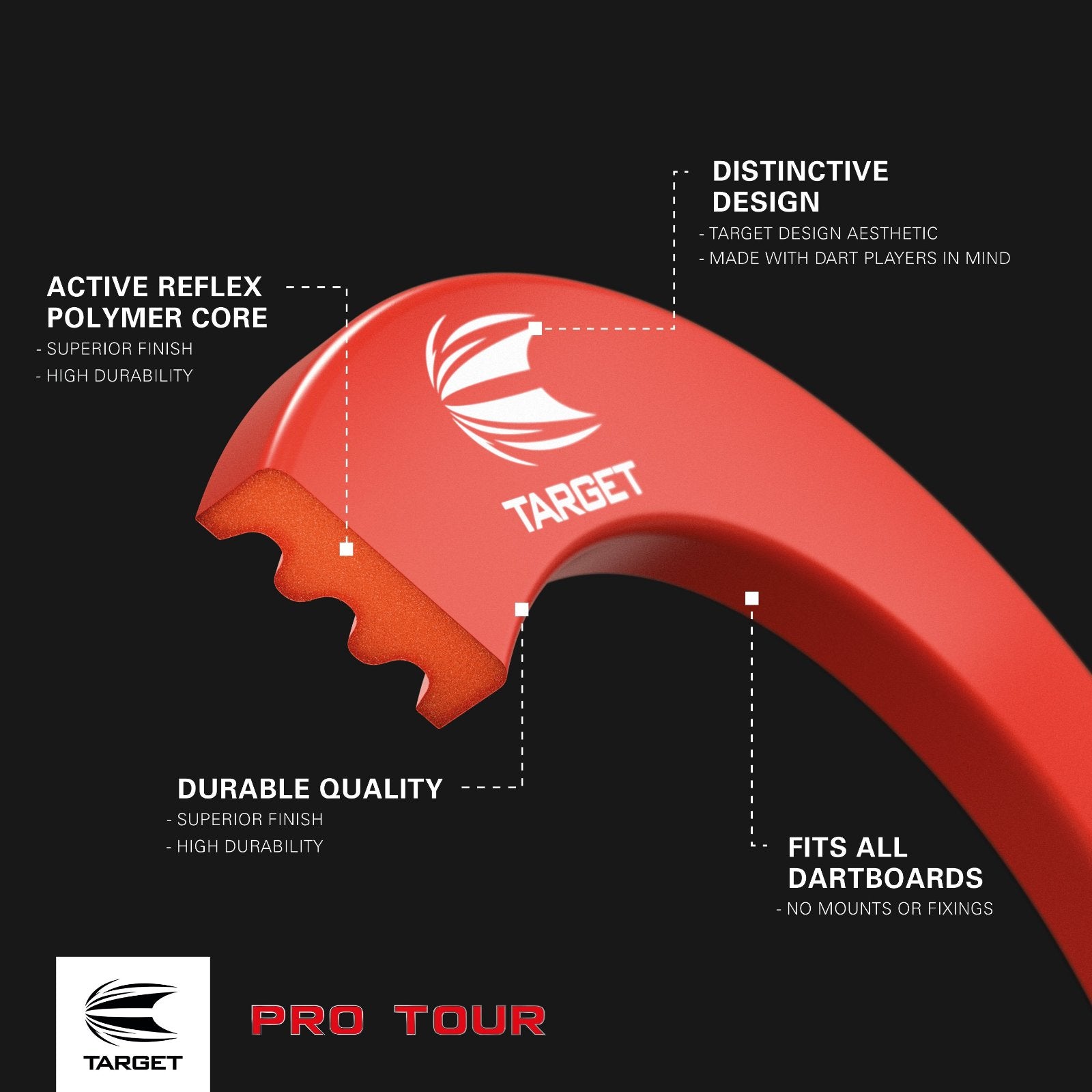 TARGET - Professional Pro Tour Red Dartboard Surround
