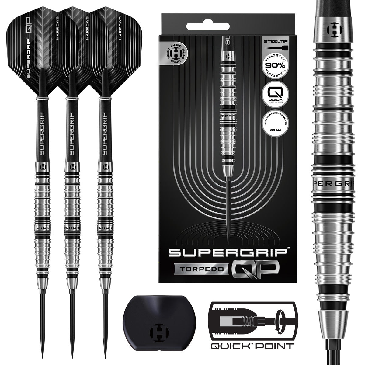 HARROWS - Supergrip Torpedo 90% Tungsten QP Steel Tip Darts