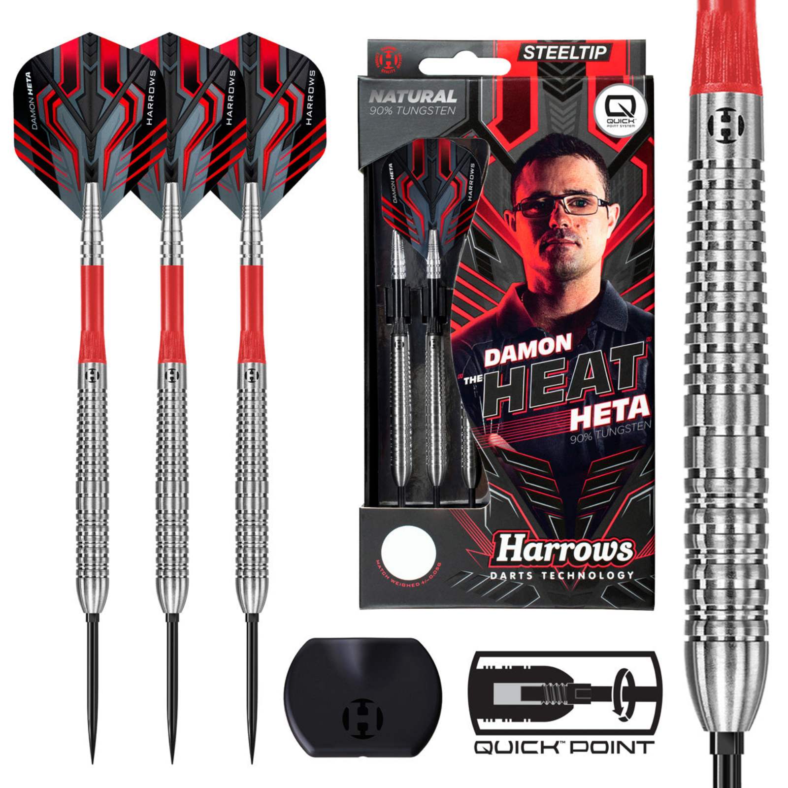 HARROWS - Damon Heta Series 1 Natural 90% Tungsten QP Steel Tip Darts