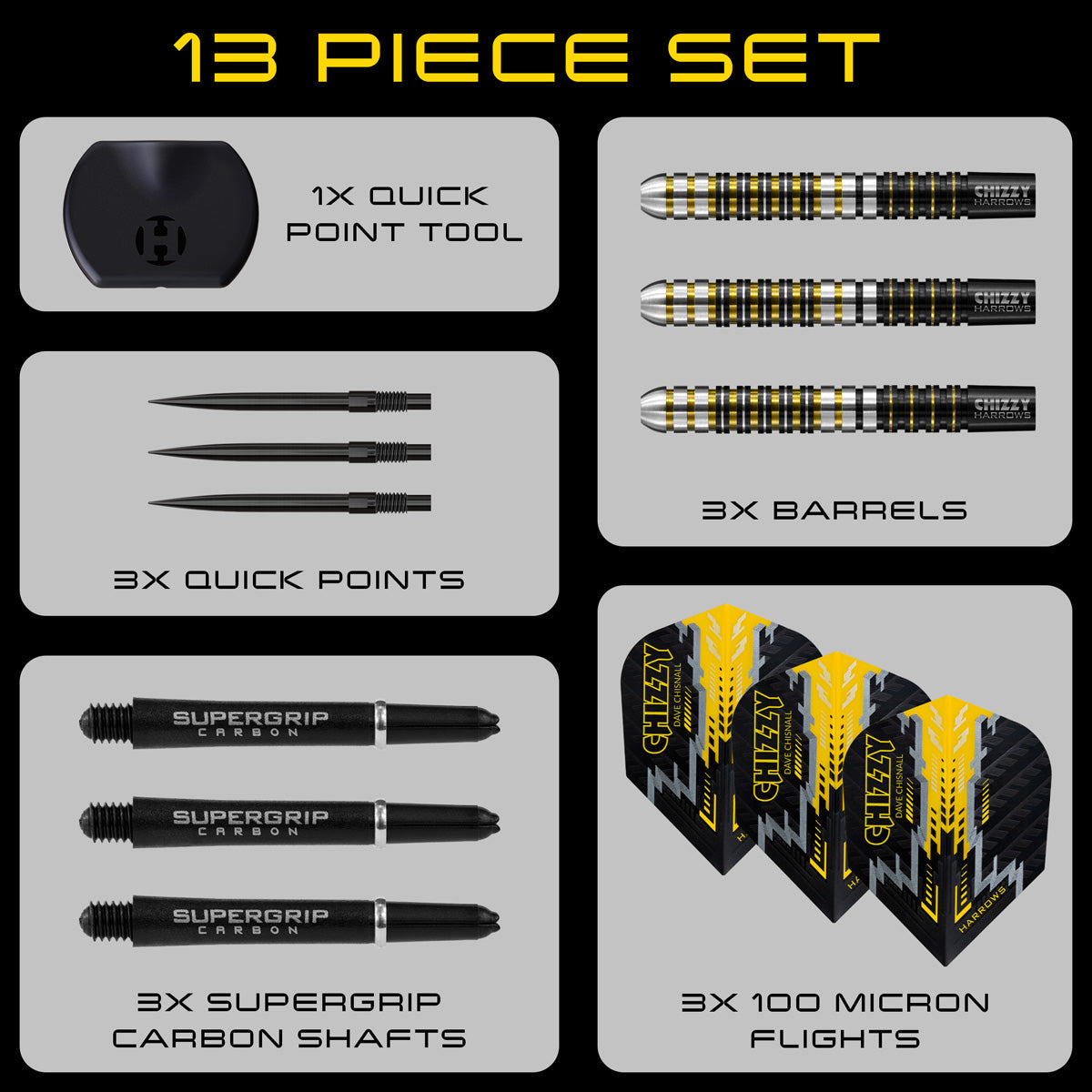 HARROWS - Dave Chisnall Chizzy Series 1 90% Tungsten QP Steel Tip Darts