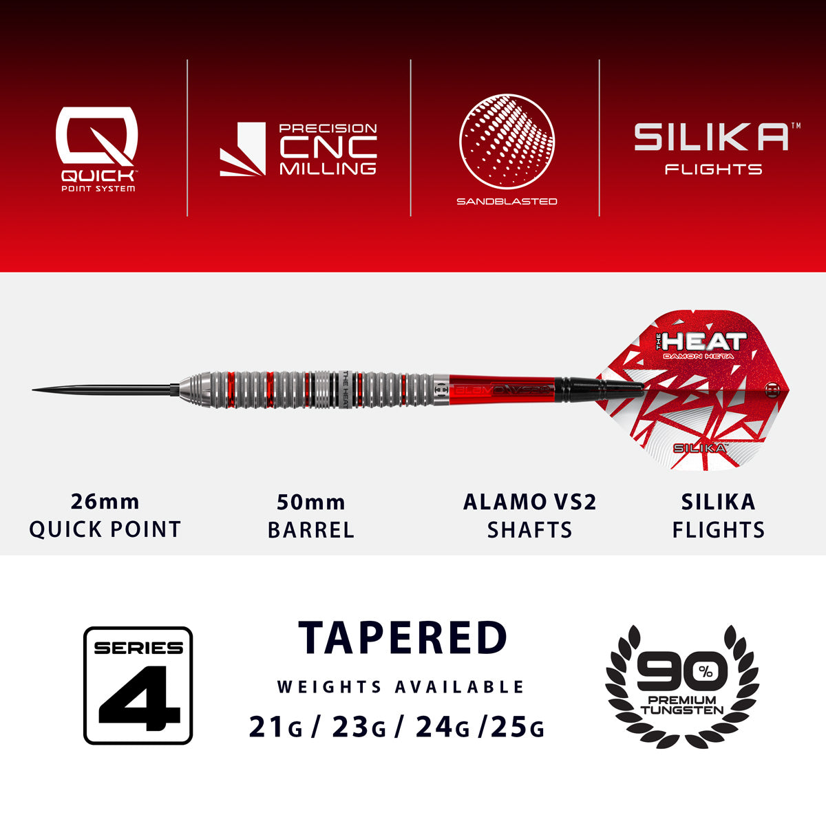 HARROWS - Damon Heta Series 4 90% Tungsten QP Steel Tip Darts