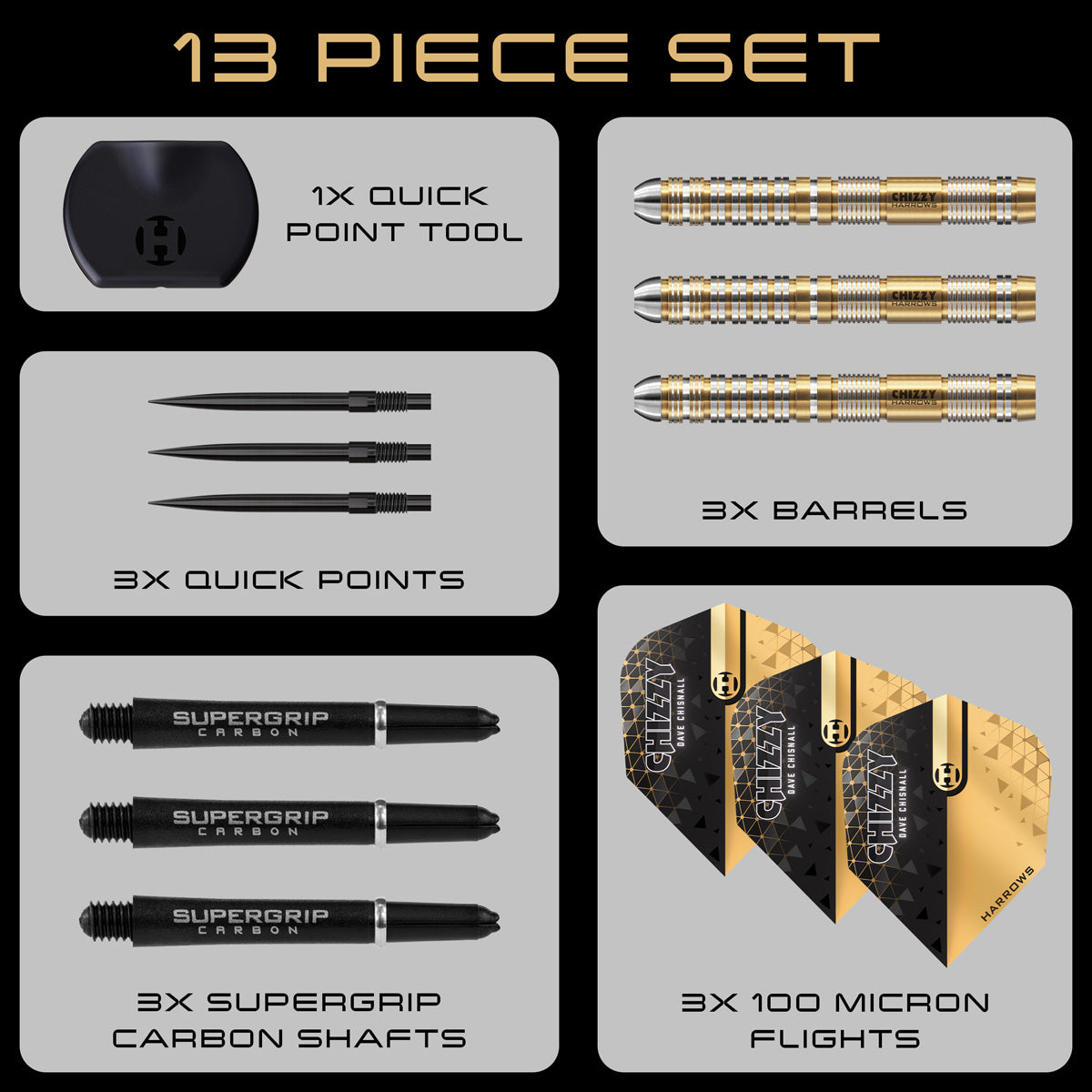 HARROWS - Dave Chisnall Chizzy Series 2 90% Tungsten QP Steel Tip Darts