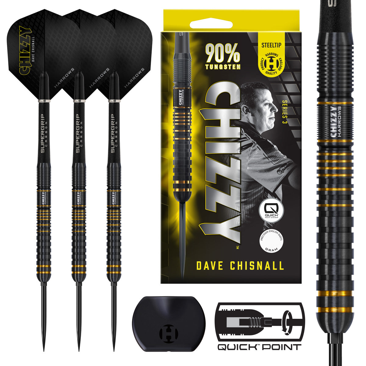 HARROWS - Dave Chisnall Chizzy Series 3 90% Tungsten QP Steel Tip Darts