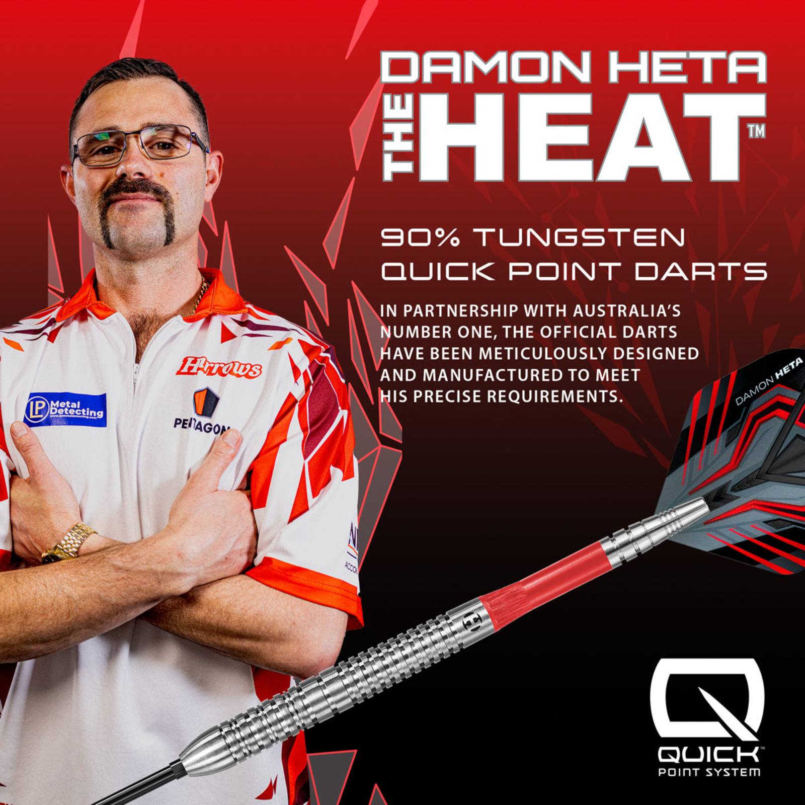 HARROWS - Damon Heta Series 1 Natural 90% Tungsten QP Steel Tip Darts