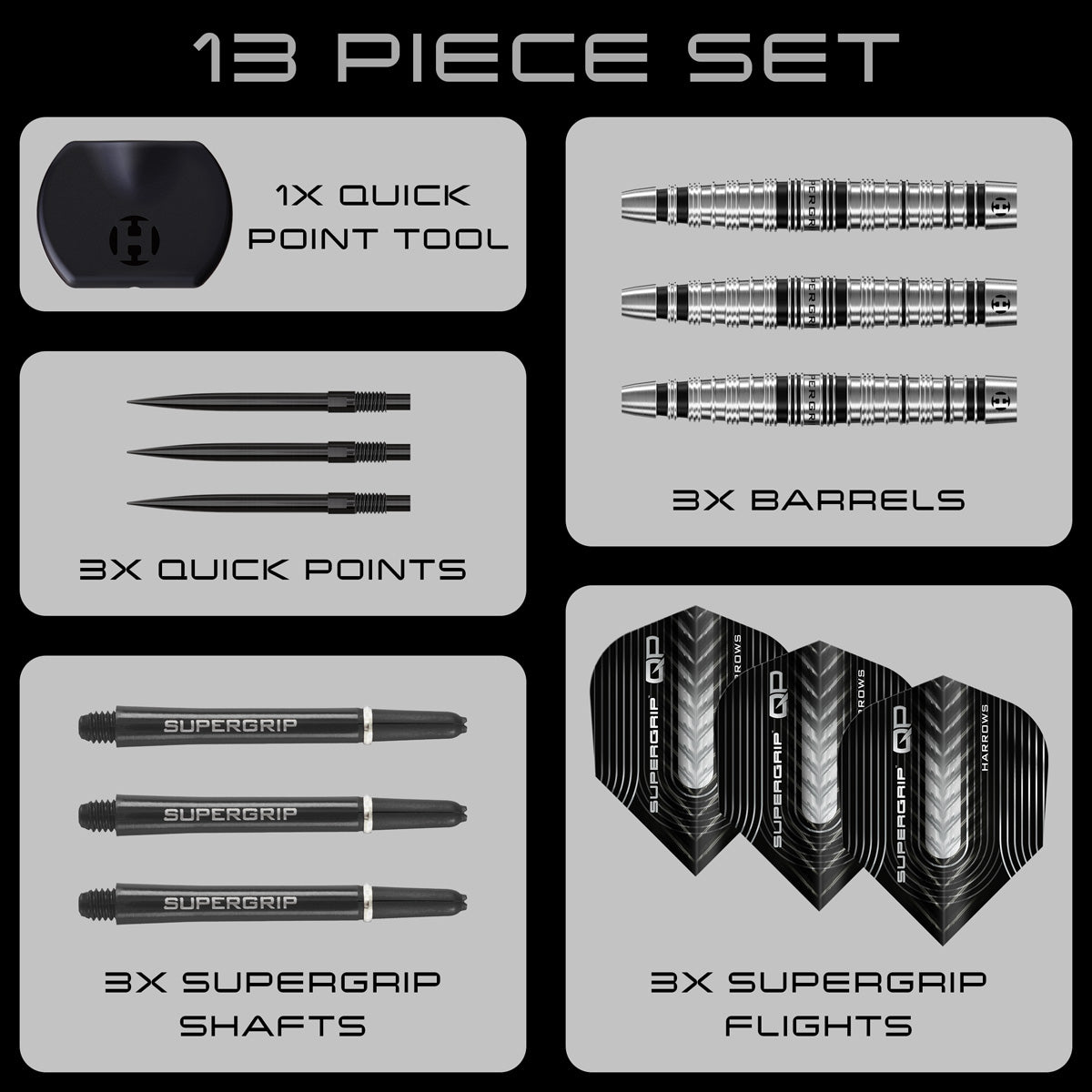 HARROWS - Supergrip Torpedo 90% Tungsten QP Steel Tip Darts