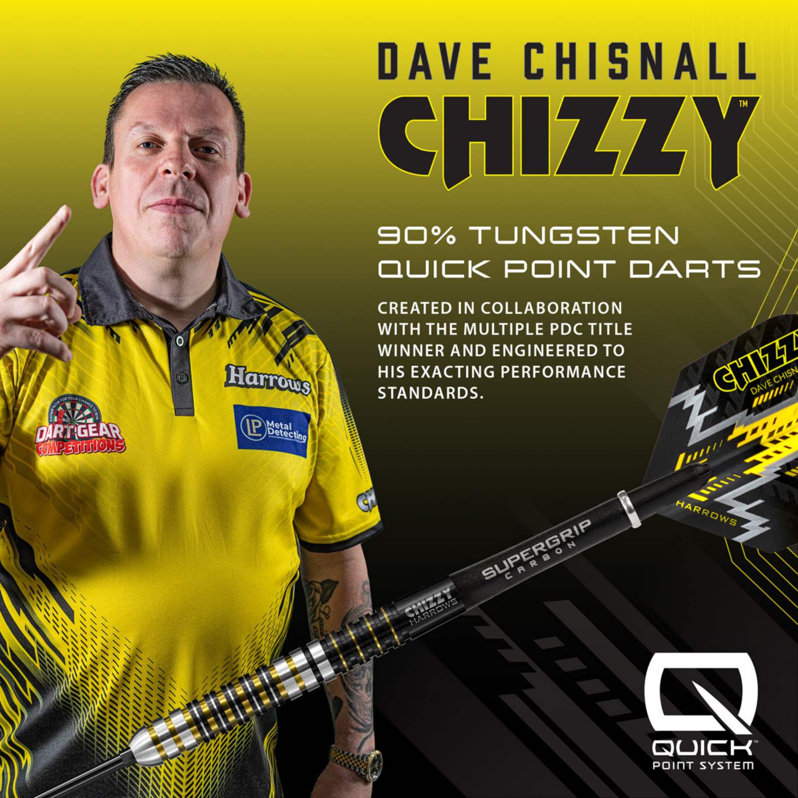 HARROWS - Dave Chisnall Chizzy Series 1 90% Tungsten QP Steel Tip Darts