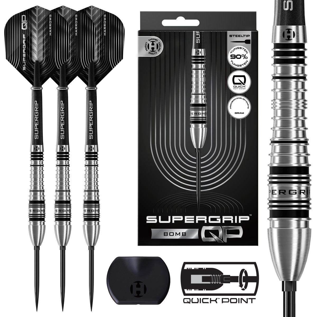 HARROWS - Supergrip Bomb 90% Tungsten QP Steel Tip Darts