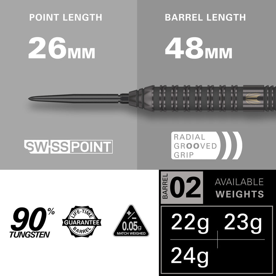 TARGET - Bolide Void 02 Swiss Point 90% Tungsten Steel Tip Darts