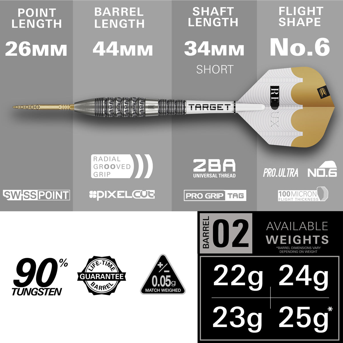 TARGET - Redux 02 90% Tungsten SP Steel Tip Darts
