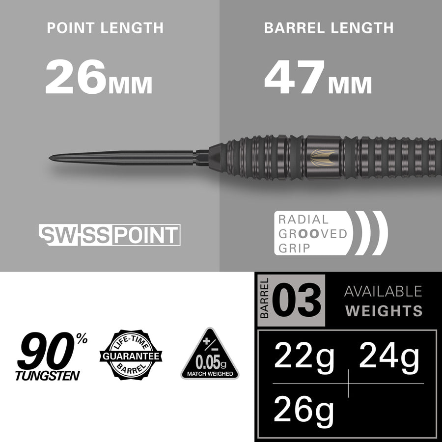 TARGET - Bolide Void 03 Swiss Point 90% Tungsten Steel Tip Darts