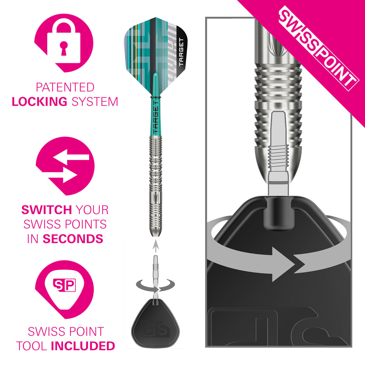 TARGET - Hydro 01 90% Tungsten SP Steel Tip Darts