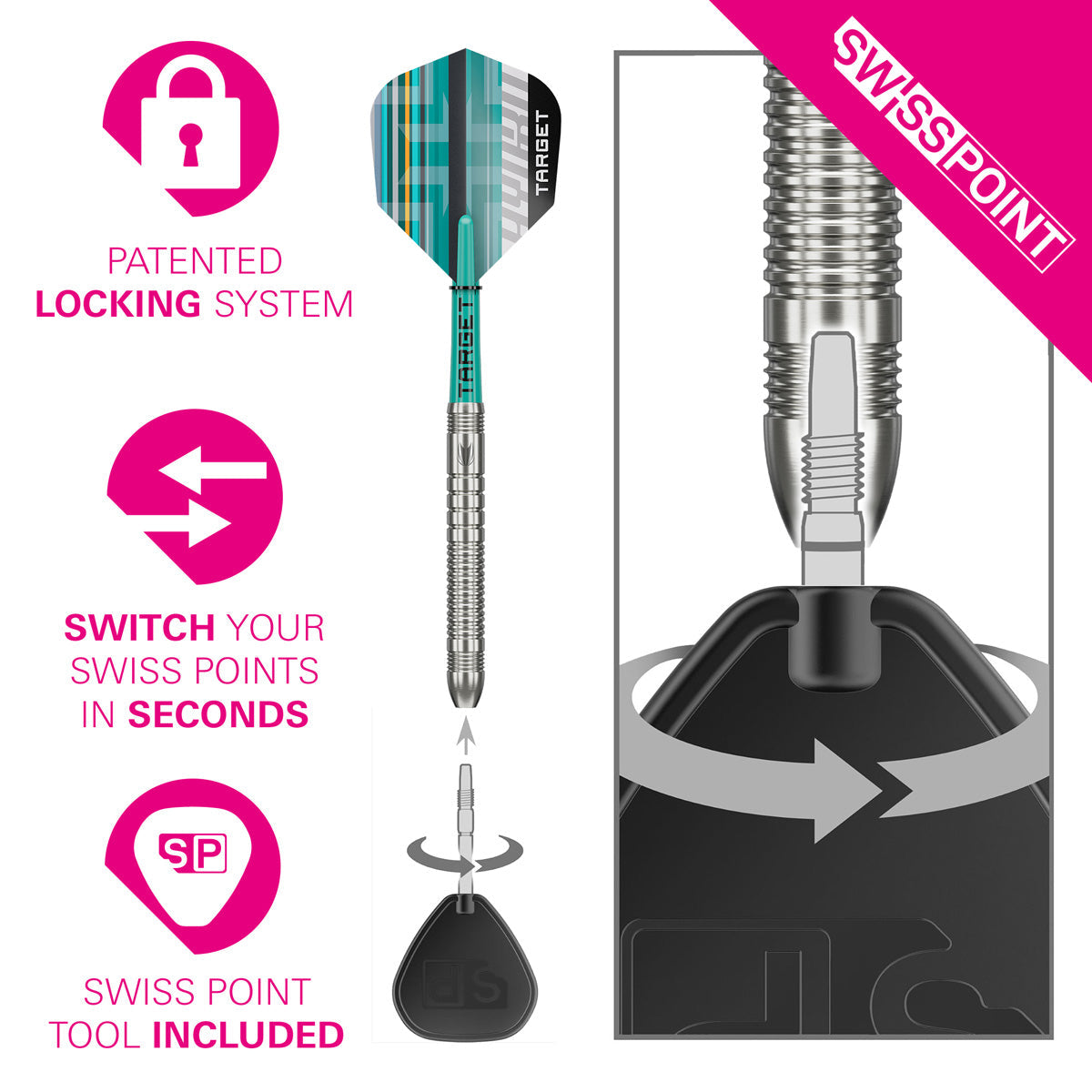 TARGET - Hydro 03 90% Tungsten SP Steel Tip Darts