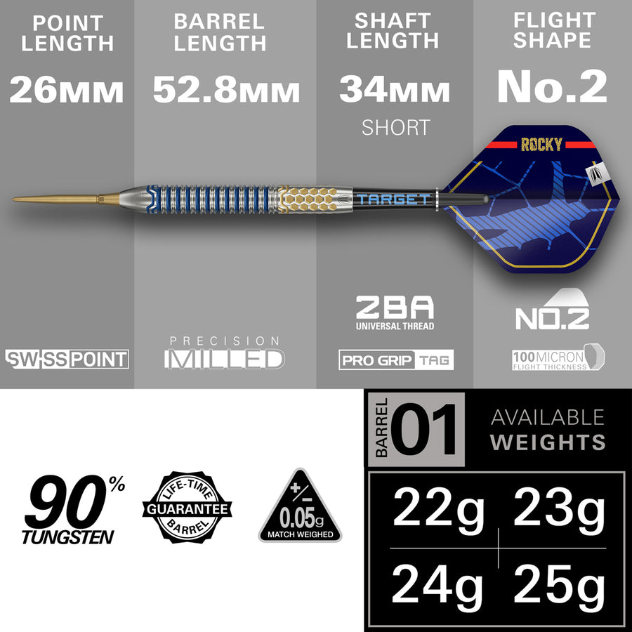 TARGET - Josh Rock G1 90% Tungsten SP Steel Tip Darts