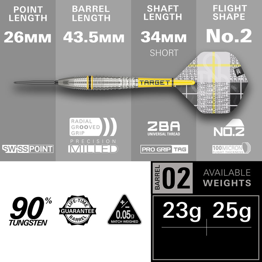 TARGET - Scott Williams G2 90% Tungsten SP Steel Tip Darts